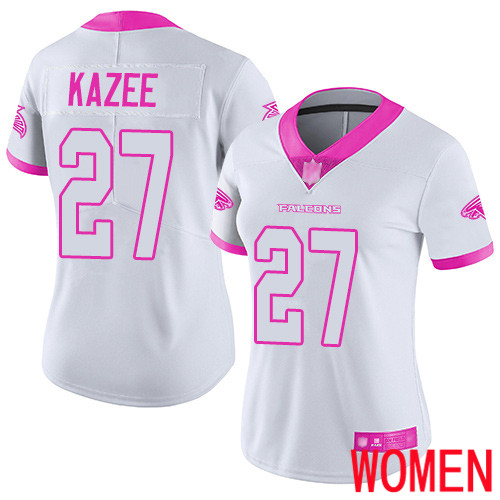 Atlanta Falcons Limited White Pink Women Damontae Kazee Jersey NFL Football #27 Rush Fashion->atlanta falcons->NFL Jersey